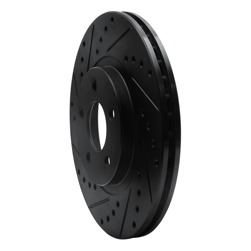 Chrysler PT Cruiser Brake Rotor (1) - Front Left - R1 Concepts - Drilled & Slotted - Black - `01-`10